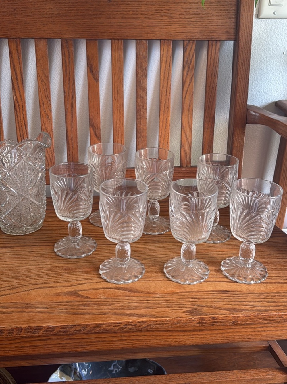 Vintage Clear Pressed Glass Goblet Set - Vintage Crystal-Look Wine Glasses